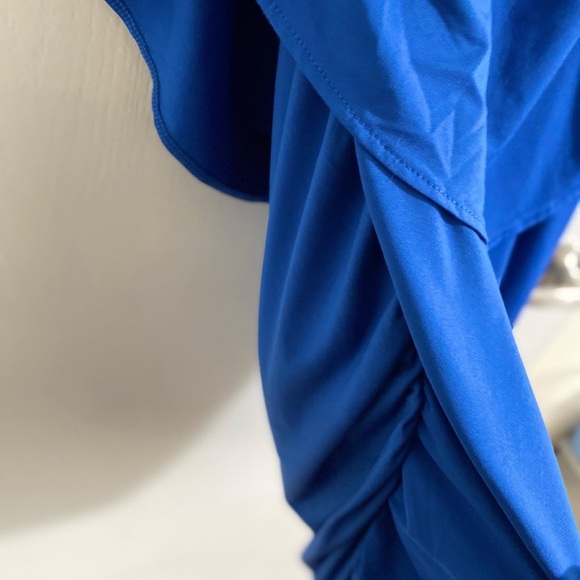 Royal Blue Off-Shoulder Bodycon Midi Dress - Picture 3 of 3